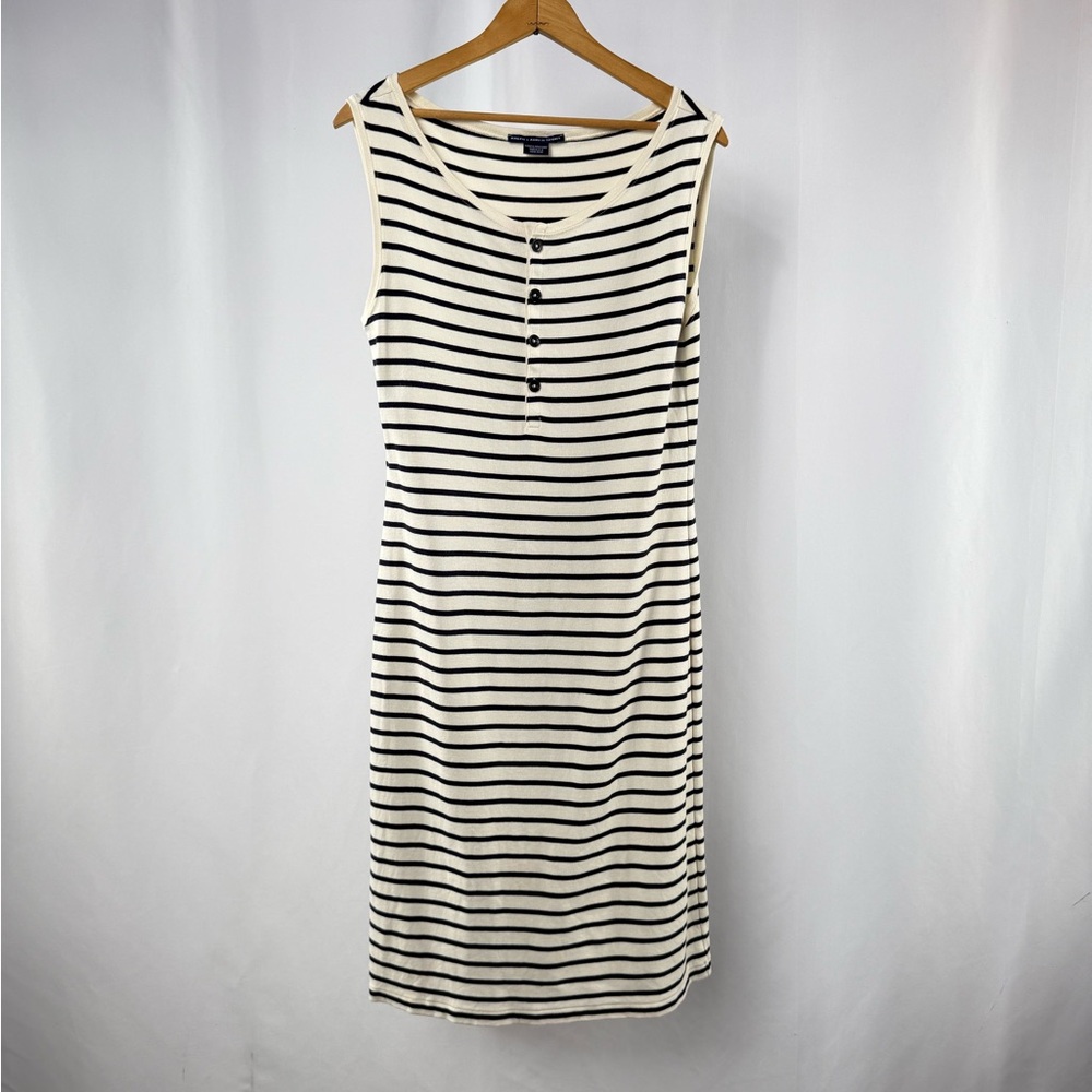 Ralph Lauren Sport Cotton Sleeveless Striped Dress in Cream Navy‎ Size Large